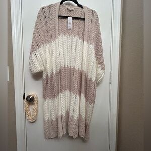 XL LOFT OUTLET 100% Cotton Short-Sleeved Cardigan Duster